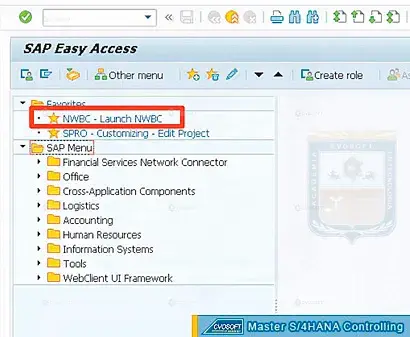 SAP S/4HANA CONTROLLING - Acceso a la NWBC