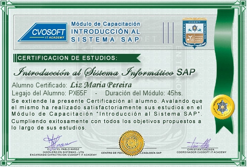 Certificación de estudios en Introducción a SAP