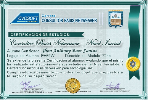 Certificacin de estudios en Consultor en SAP BASIS Nivel Inicial