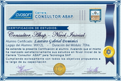 Certificacin de estudios en Consultor ABAP Nivel Inicial