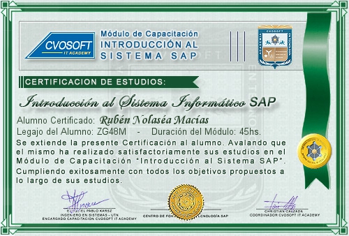 Certificacin de estudios en Introducción a SAP