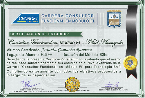 Certificacin de estudios en Consultor en SAP FI Nivel Avanzado